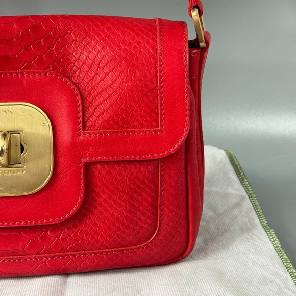 Longchamp Gatsby Python Embossed Leather Shoulder Bag in Red - Picture 3 of 14
